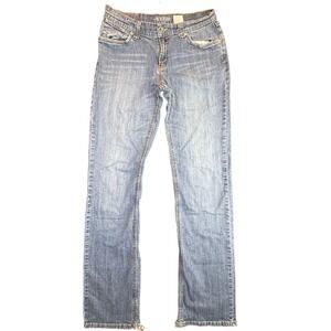 Petrol Flirty Straight Leg Jeans Womens Sz 6 (28x32) Blue Distressed Denim